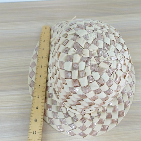 Italian Straw Hat Womens Bucket Braided Plastic Summer Beach Boho Natural ITALY - Picture 5 of 10